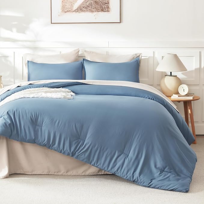 Litanika Grayish Blue Comforter Set California King Size, 3 Pieces Lightweight - Image 6