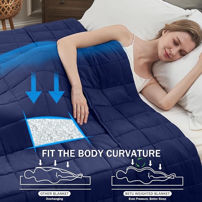 Navy Blue Weighted Blanket for Adults 12lbs, Twin Full Size Cooling Heavy Throw - Image 4