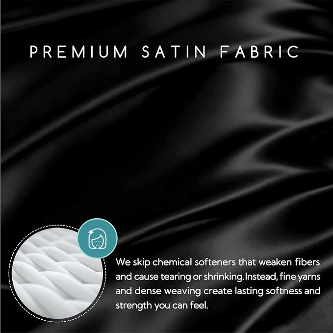 MR&HM Satin Bed Sheets, Twin XL Size Sheets Set - Image 2