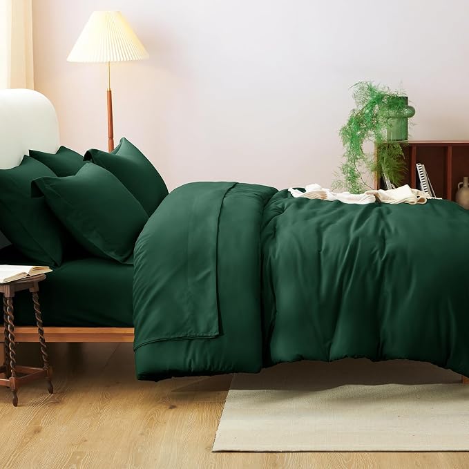 CozyLux Full Size Comforter Sets Emerald Green, 7 Pieces Bed in a Bag Full - Image 8