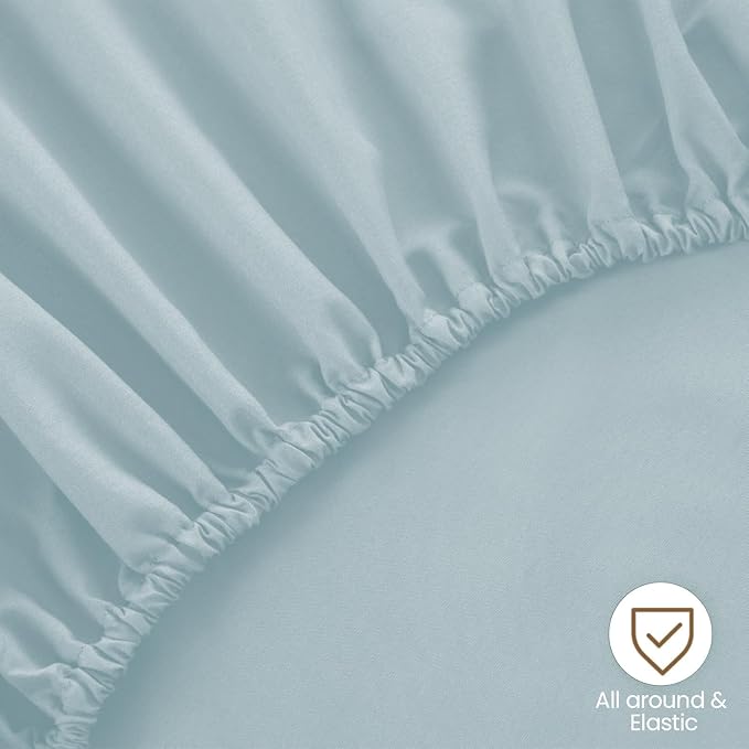 ROSE&RISY Light Blue Queen Fitted Sheet, Soft and Breathable - Image 5
