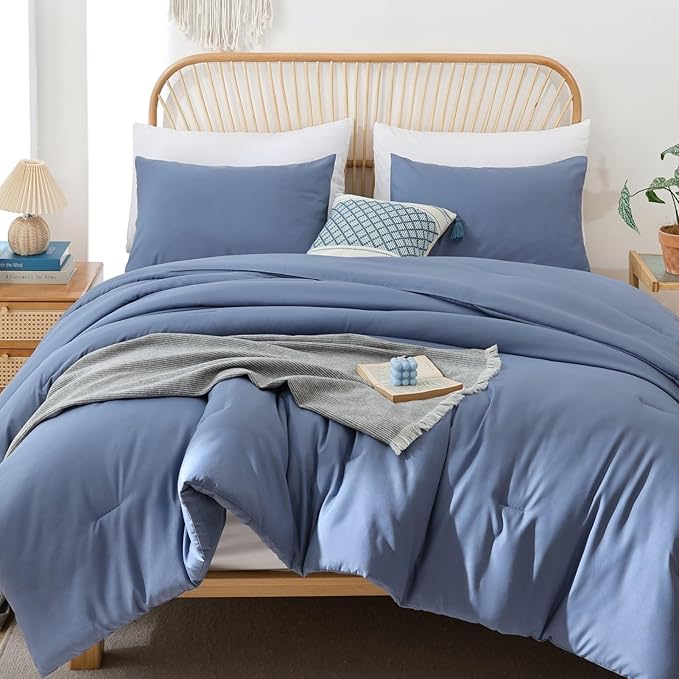ROSGONIA Oversized King Comforter Slate Blue by ROSGONIA