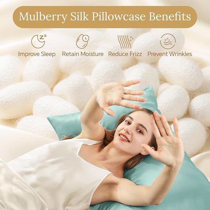 INFIIXSO Mulberry Silk Pillow Cases King Size Set of 2, Silk Pillowcase - Image 2