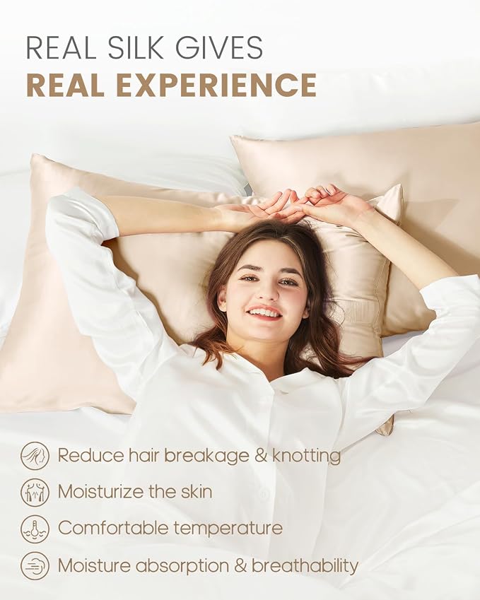 THXSILK Set of 2 100% Mulberry Silk Pillowcase - Image 3