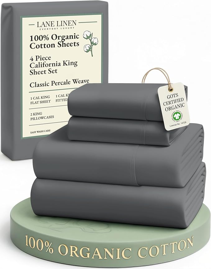 LANE LINEN 100% Organic Cotton California King Sheets Set, Fully Elasticized by LaneLinen