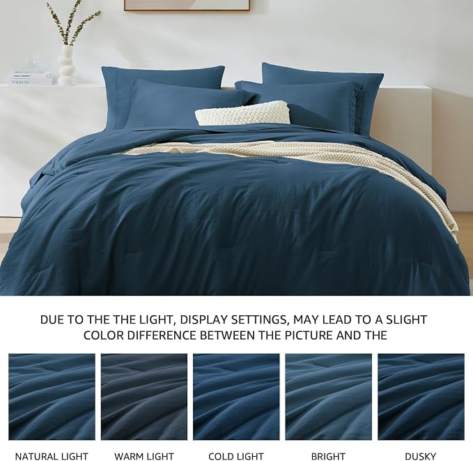 WRENSONGE Queen Comforter Sets- 7 Pieces Soft Serenity Blue Bed in a Bag - Image 6