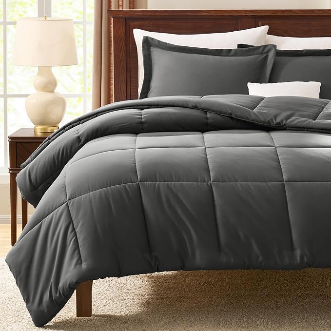 CozyLux Twin/Twin XL Comforter Set Dark Grey - Image 6