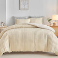 WARMDERN Tufted Duvet Cover Set King Size, Khaki Striped Textured Boho Bedding by WARMDERN