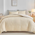 WARMDERN Khaki Boho Duvet Cover Set Queen Size, Striped Textured Tufted Bedding by WARMDERN