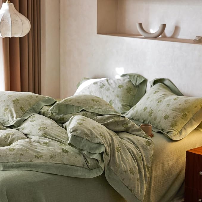 mixinni Yarn-Dyed Jacquard Duvet Cover King, Soft Breathable Double Layer Gauze - Image 6