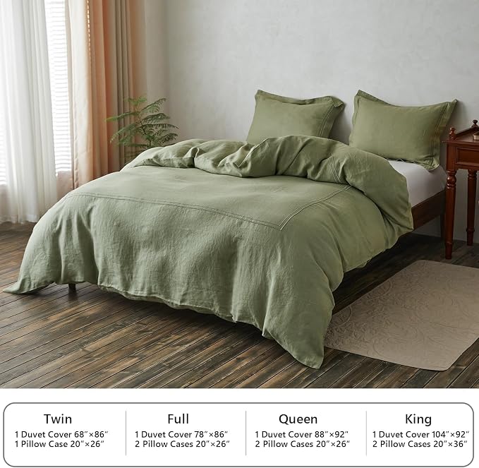 Simple&Opulence 100% Washed Linen Duvet Cover Set 78"x86" - Image 5