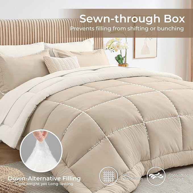 Sasttie Twin XL Comforter Set, 5 Pieces Reversible Twin XL Bed in a Bag - Image 3