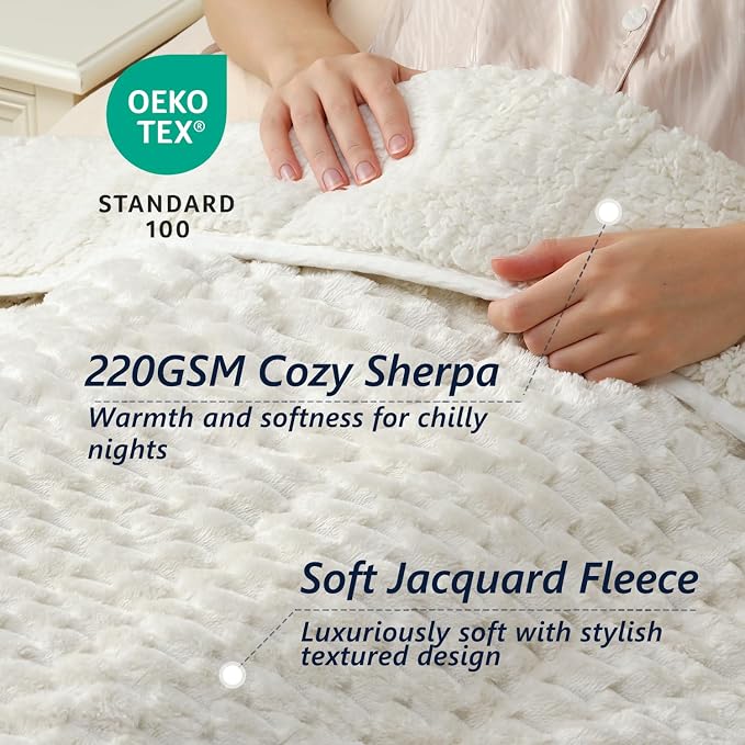Mr. Sandman Weighted Blankets for Adults Queen Size 12lbs, Warm Sherpa Fleece - Image 2