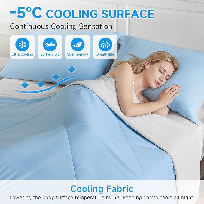 HOMFINE Cooling Comforter Twin Size, Japanese Double-Sided Cold Tech Fabric - Image 2