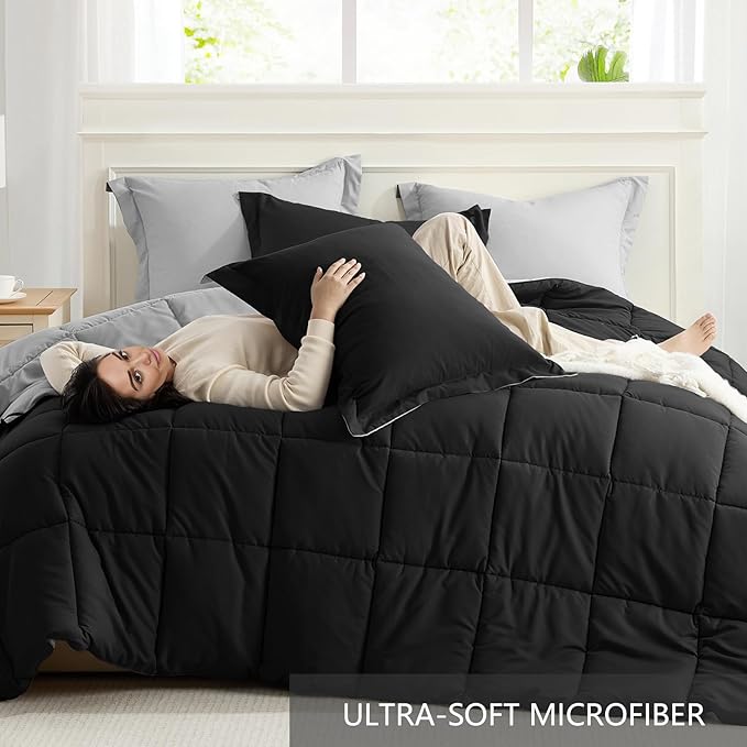 Homelike Moment California King Comforter Set Black, Cal King Comforter Set - Image 5