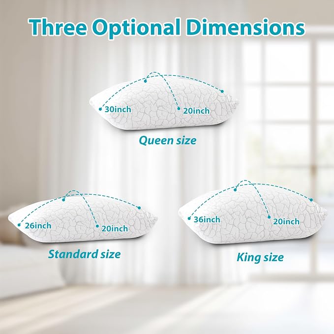 Cooling Pillows for Sleeping 1 Pack, Standard Size Adjustable Shredded Memory - Image 7