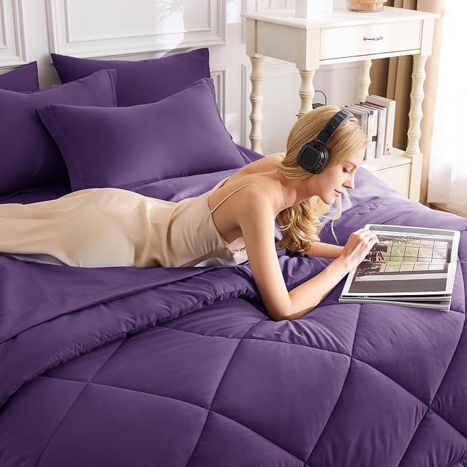 CozyLux King Size Comforter Set Purple - Image 4