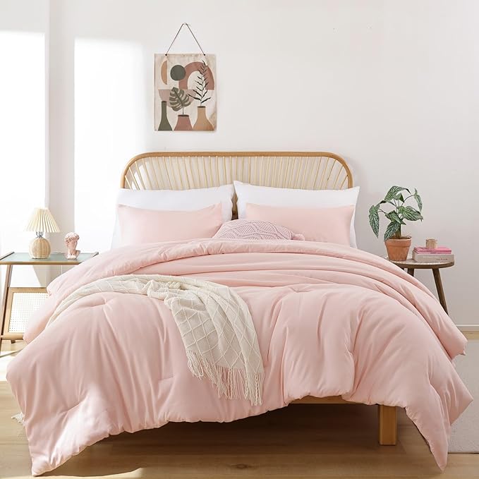 ROSGONIA Blush Comforter Set Queen by ROSGONIA