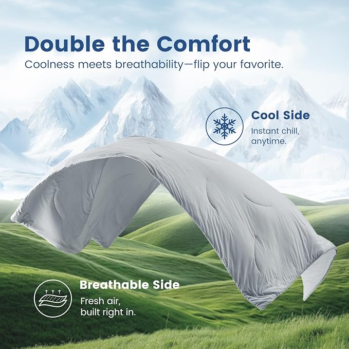Cozy Bliss Cooling Comforter King Size, Reversible Lightweight Cooling Blankets - Image 9