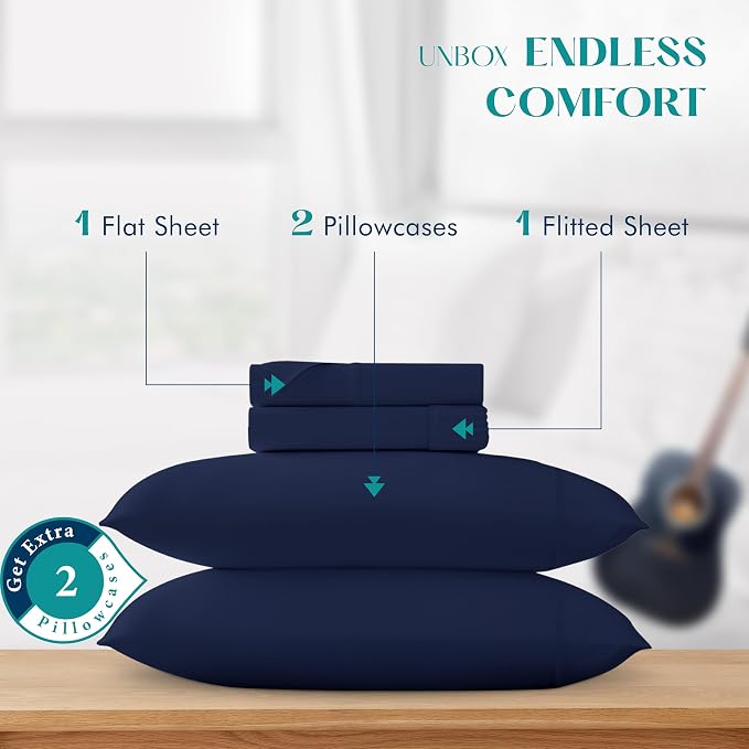 XOOX Linen 100% Egyptian Cotton Sheets King Size - Image 3