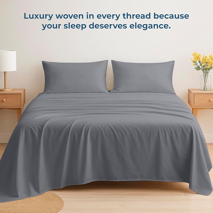 Royale Linens 100% Organic Cotton Queen Flat Sheet Only - Image 6