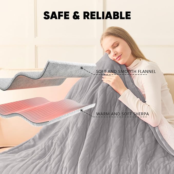 greenoak Heated Blanket Electric King Size 100"X90" Dual Control, Heating - Image 7