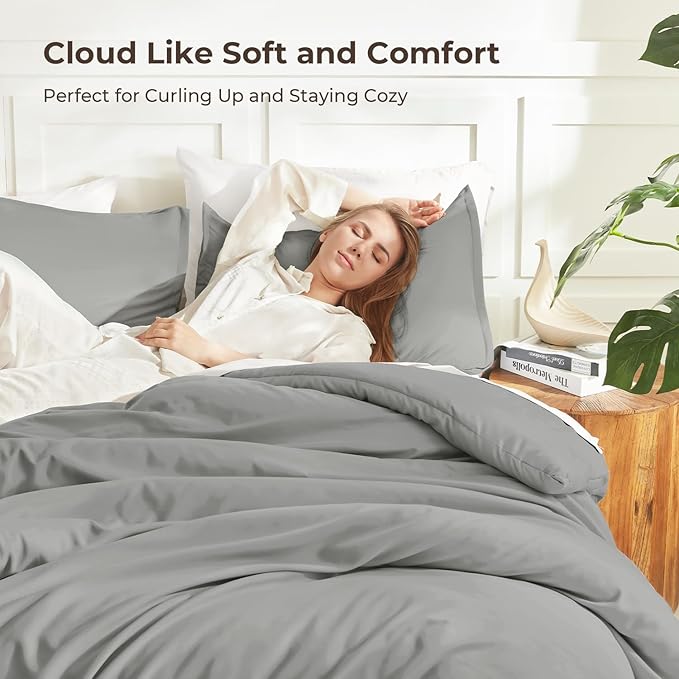 Litanika Comforters Medium Gray Super King Plus Size, 3 Pieces Lightweight - Image 2