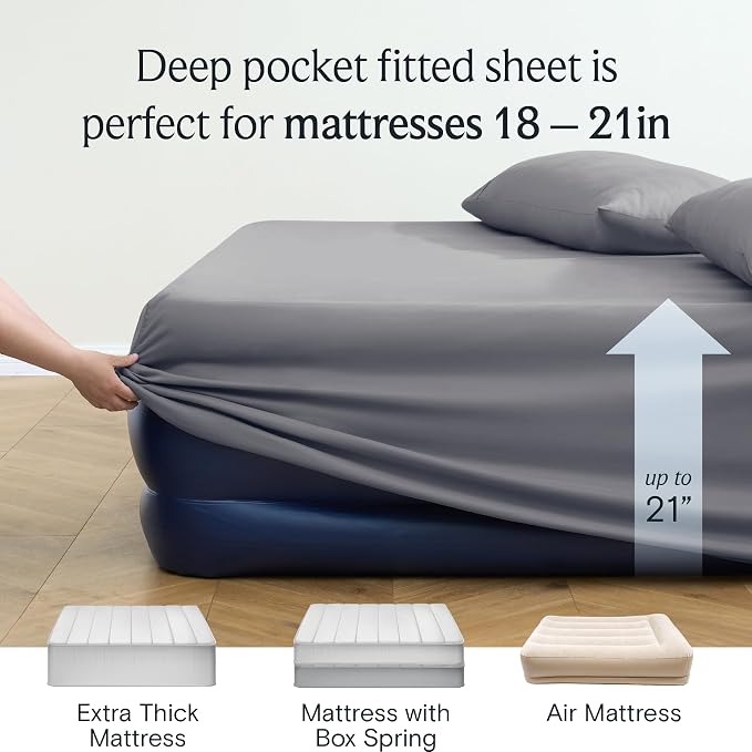 LuxClub 4 PC King Size Sheet Set Bed Sheets Deep Pockets 18" Wrinkle Free - Image 7