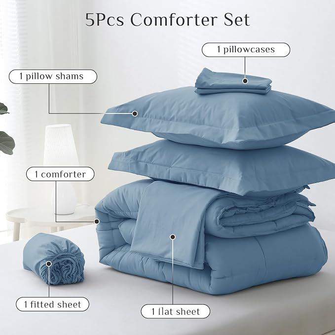 JOLLYVOGUE Twin XL Comforter Set, Ultra-Soft Bed in a Bag Twin XL Size 5 Pieces - Image 5