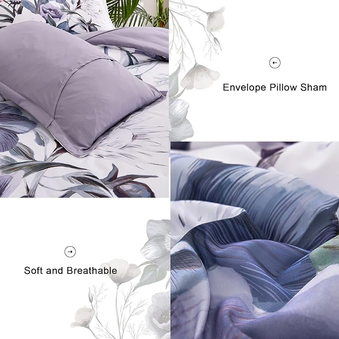 Luxudecor Floral Comforter Set California King Size 7 Piece, Elegant Floral - Image 5