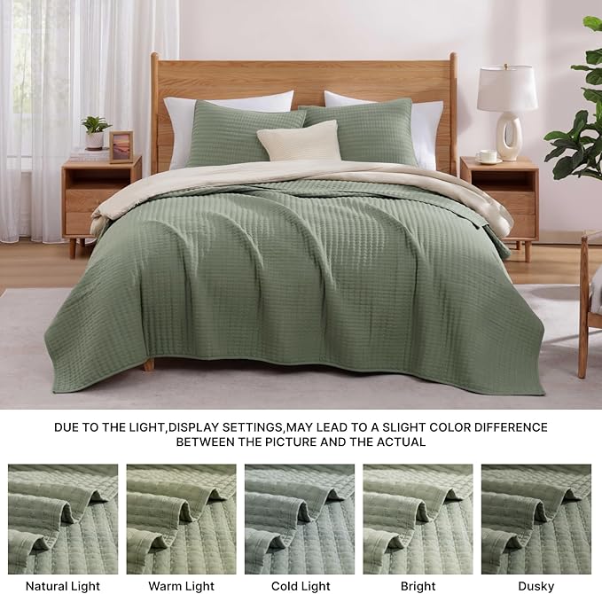 WRENSONGE Sage Green California/Oversized King Size Quilt Bedding Set - Image 5