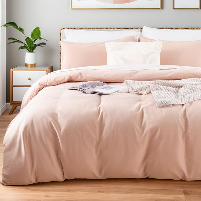 NEXHOME PRO Duvet Cover Set Oversized Queen 98"x98" Linen Look Textured Organic by NEXHOMEPRO