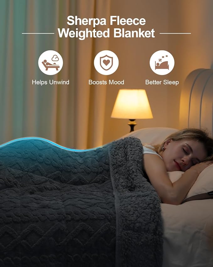 Super Fuzzy Soft Sherpa Fleece Weighted Blanket, 15 lbs Dual Sided Fluffy Heavy - Image 2