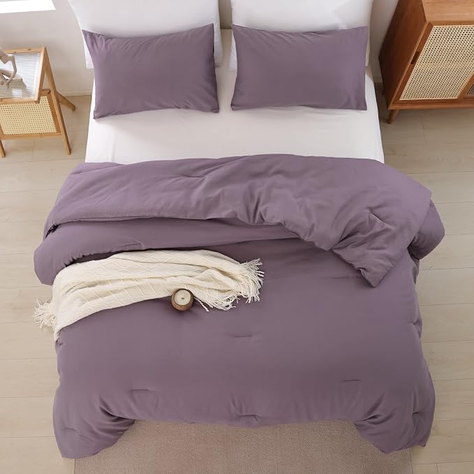 ROSGONIA California King Comforter Set Dusty Purple - Image 7