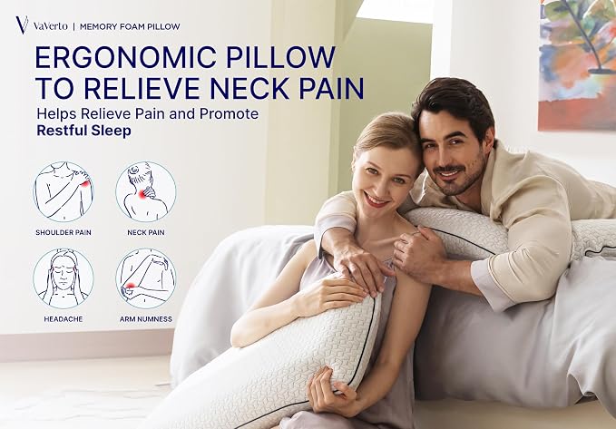 Vaverto Memory Foam Pillow 2-Pack – Cooling Gel-Infused Orthopedic Pillows - Image 9