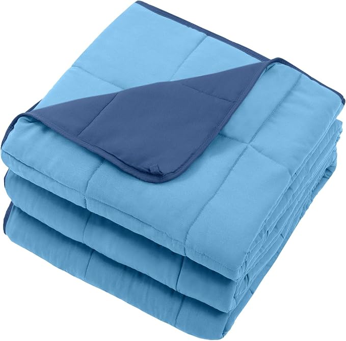 Blue Weighted Blanket for Adults 20lbs, Microfiber Soft Thick Big Blankets - Image 7