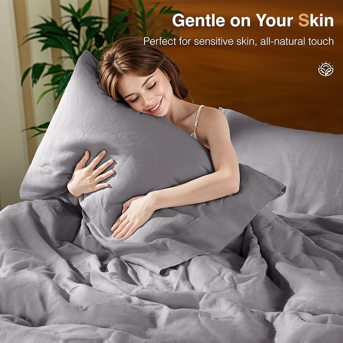 SONORO KATE 100% French Linen Duvet Cover Queen Size, Soft Breathable - Image 5