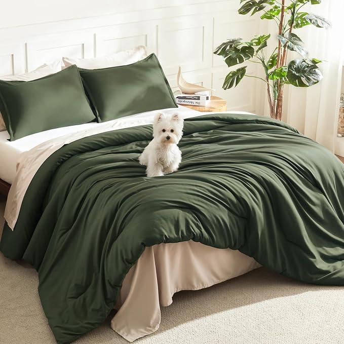 Litanika Twin XL Comforter Set Dark Olive Green, 2 Pieces Extra Long Dorm by Litanika