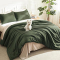 Litanika Dark Olive Green California King Comforter Set by Litanika