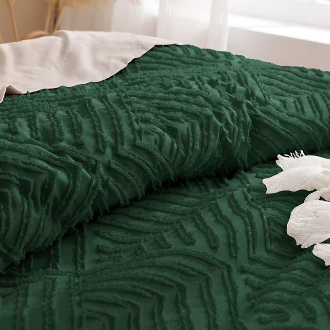 Andency Dark Emerald Green Comforter Full Size, 3 Pieces Boho Lightweight - Image 5