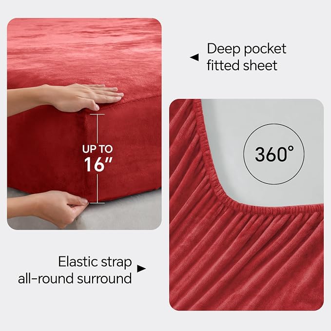 BEDELITE Flannel Sheets Twin Size Red - Image 4