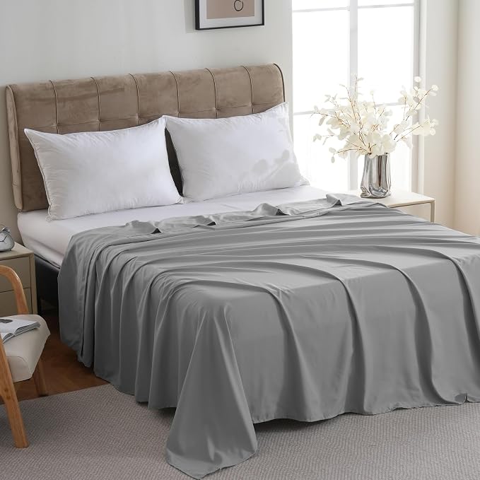 ZPECC Twin Flat Sheet Only 1 Pack, Durable Light Gray Top Bed Sheets - Image 3