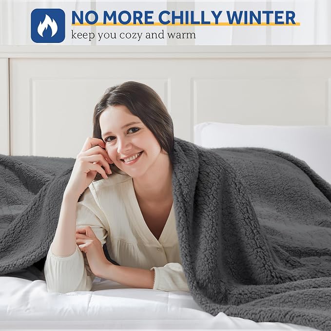 Sealy Electric Blanket Full Size, Soft Sherpa Heated Blanket Single Control - Image 2