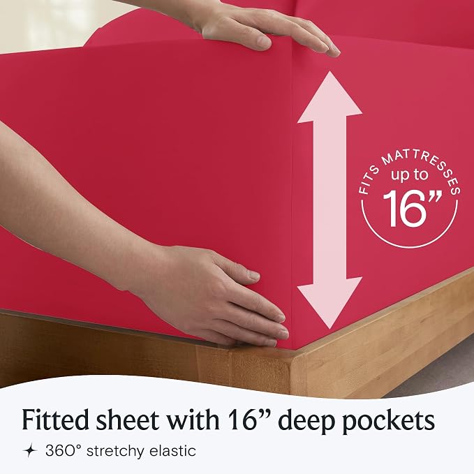 LuxClub 5 PC Sheet Set Bed Sheets Deep Pockets 16" Eco Friendly Wrinkle Free - Image 6