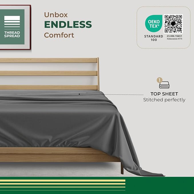 THREAD SPREAD 100% Organic Cotton Percale Flat Sheet California King Size - Image 3