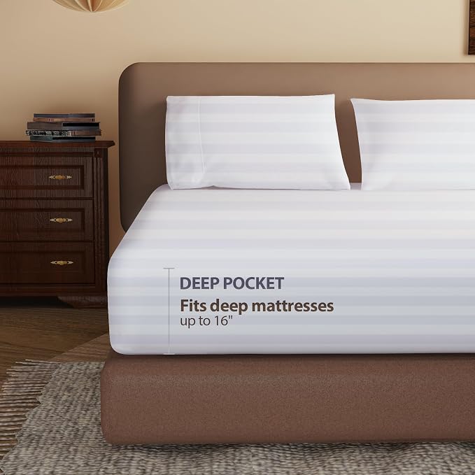 100% Egyptian Cotton Fitted Sheet King Size, 600 Thread Count, Single Fitted - Image 3