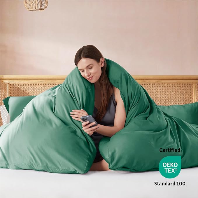 Nestl Dark Green Duvet Cover Queen Size - Image 3