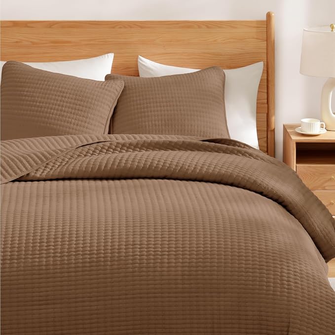 WRENSONGE King Size Quilt-3 Pieces Lightweight Bedspreads Brown King Quilt - Image 3