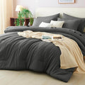 CozyLux California King Comforter Set Dark Grey, 7 Pieces Cal King Bed in a Bag by CozyLux