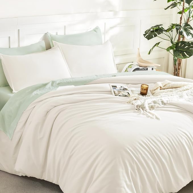 Litanika Comforters Ivory Oversized Queen Size, 3 Pieces Lightweight Solid - Image 5